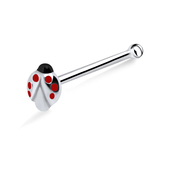 Ladybird Shaped Silver Bone Nose Stud NSKD-366